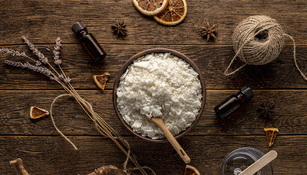 Bowl of Coconut Soy Wax for Candles Sold by Big Muddy Pedler