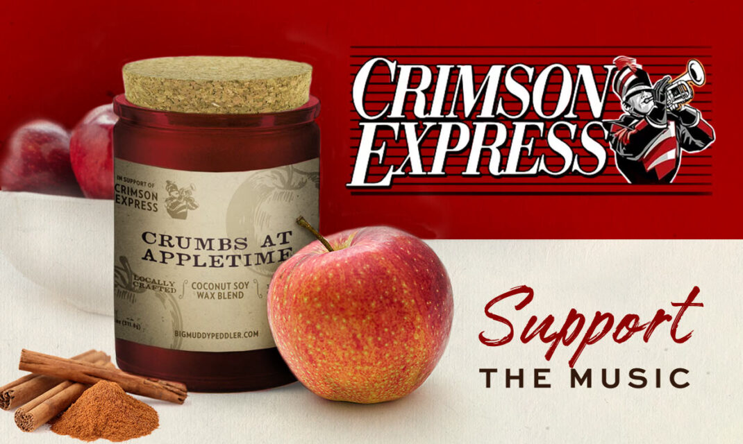 Crumbs at Appletime candle in supporting crimson express music