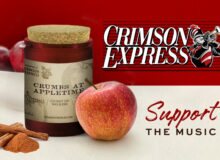 Crumbs at Appletime candle in supporting crimson express music